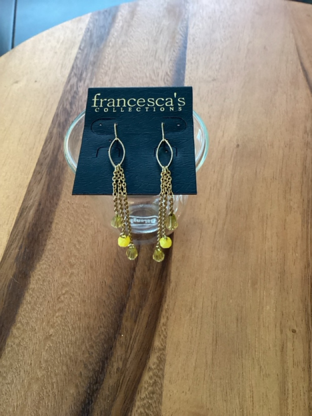 Francesca’s Collections Yellow Bead Tassel Drop Earrings NWTS